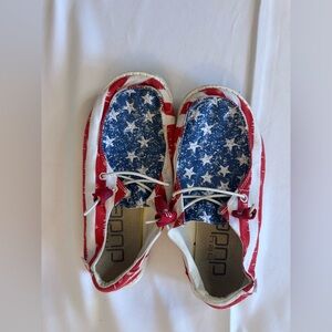 Women's Wendy Hey Dude Star Spangled Shoe Size 6 Patriotic